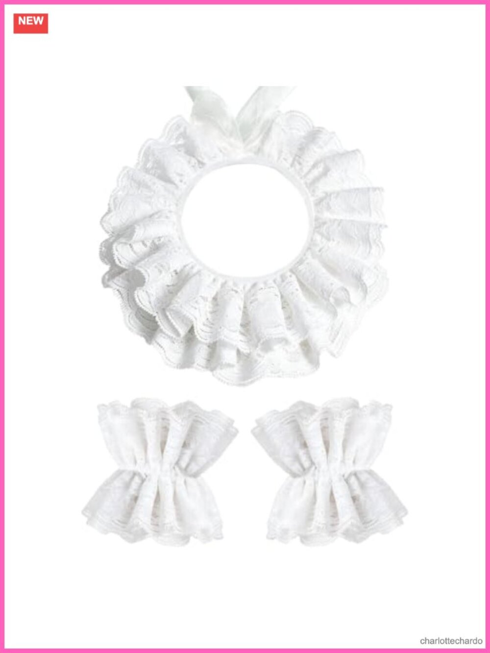 Lace Ruffle Clown Collar Cuffs Set Costume Accessories Victorian Retro Cosplay
